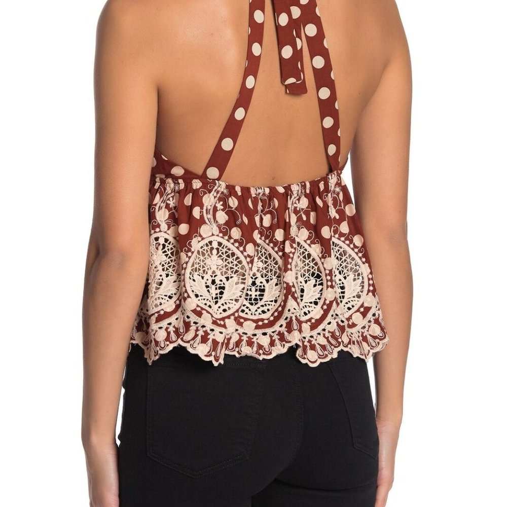 Free People Lunch Date Deep-v Halter Top - RED - Picture 6 of 7